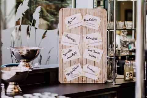Hochzeit Getränkekarte der Bar