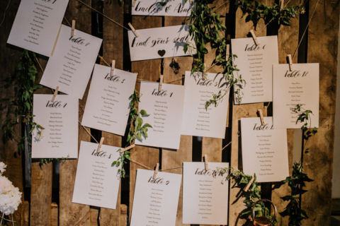 Hochzeitsfoto der Gästeliste und Sitzordnung